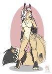  2017 abstract_background anthro barefoot big_tail biped black_fur black_hair black_tail breasts briar_(iiibellachan) bridge_piercing brown_fur brown_tail chest_tuft digital_media_(artwork) facial_piercing featureless_breasts featureless_crotch feline female fingerless_(marking) fluffy fluffy_tail front_view full-length_portrait fur gloves_(marking) hair hand_on_hip hi_res highlights huge_tail khaleesi long_hair long_tail looking_away mammal markings multicolored_fur multicolored_tail naturally_censored navel nose_piercing nude nuri_(species) piercing pink_nose portrait red_hair red_highlights solo spots spotted_fur standing tan_fur tan_tail toeless_(marking) tuft watermark white_hair 