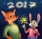  2017 anthro canine clothed clothing createandshow0407 disney duo female fox fur judy_hopps lagomorph male mammal nick_wilde rabbit simple_background zootopia 