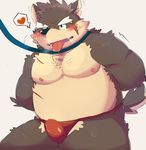  anthro bhtoss blush bulge canine dog erection male mammal moritaka nipples obese overweight simple_background slightly_chubby solo tokyo_afterschool_summoners white_background 