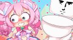  16:9 2025 2_horns 5_fingers accessory ambiguous_gender animate_inanimate arms_bent bangs black_eyebrows black_eyes blood blue_eyes blue_horn blush blushing_profusely bodily_fluids canon_x_oc chibidoki clothed clothed_female clothing colored crystal crystal_horn date_everything digital_drawing_(artwork) digital_media_(artwork) dress duo english_description eyebrows eyelashes female female_humanoid fingers gaelfox gloves hair hair_accessory hair_ribbon handwear heart_pupils heart_symbol hearts_around_body hi_res horn horned_humanoid humanoid humanoid_pointy_ears jean-loo_pissoir kuso_miso_technique light lighting looking_at_viewer male_(lore) meme mouth_closed multicolored_horn nervous nervous_sweat nosebleed not_furry nude_ambiguous open_mouth open_smile outline pigtails pink_bow pink_eyebrows pink_hair pink_ribbon pink_tail pointy_ears pseudo_horn pupils red_pupils ribbons shaded simple_background smile spade_tail standing sweat tail tailed_humanoid tan_body tan_skin vtuber white_body white_clothing white_dress white_gloves white_handwear white_mouth white_outline white_pupils widescreen yaranaika 