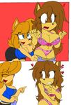  akatsukishiranui-fox anthro big_breasts bra breasts cleavage clothed clothing duo fan_character female hedgehog mammal panties sonic_(series) torn_clothing underwear 