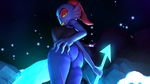  2017 3d_(artwork) big_breasts big_butt blue_skin breasts butt digital_media_(artwork) eye_patch eyewear fish hair humanoid looking_at_viewer marine melee_weapon polearm red_hair smile source_filmmaker spear undertale undyne uwotinfokm8 video_games weapon wide_hips 