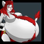  ambiguous_gender angelo-xd animated anthro belly big_belly big_breasts breasts bulge eyewear facial_hair fur glasses goatee hair hyper hyper_pregnancy long_hair navel pink_nose pregnant red_hair white_fur 