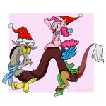  2016 christmas discord_(mlp) draconequus equine fangs friendship_is_magic hat holidays horse mammal my_little_pony pinkie_pie_(mkp) pony santa_hat swanlullaby 