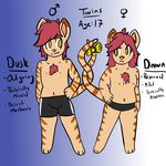  2017 aetherouranos anthro breasts cat dawn_(disambiguation) duo dusk feline female male mammal nipples nude sibling simple_background small_breasts twins 