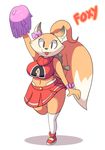  anthro armpits awesomenauts canine cheerleader clothed clothing female fox legwear looking_at_viewer mammal navel open_mouth pc-engine penny_fox simple_background skirt smile solo standing stockings video_games 