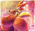  2026 3_fingers ambiguous_anthro ambiguous_gender anthro big_butt big_ears bottom_heavy butt butt_slap cheek_tuft delphox digital_drawing_(artwork) digital_media_(artwork) facial_tuft female_(lore) fingers generation_6_pokemon hi_res huge_butt huge_hips huge_thighs hyper hyper_butt hyper_hips hyper_thighs looking_back multicolored_body nintendo open_mouth orange_body pokemon pokemon_(species) presenting presenting_hindquarters red_body red_eyes rexterred shake_lines slap slapping_own_butt slapping_self small_waist solo tail teasing teasing_viewer thick_thighs tuft white_body wide_hips wobbling_butt yellow_body 