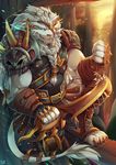  2017 anthro clothing feline fur hi_res league_of_legends lion looking_at_viewer male mammal rabbity rengar_(lol) solo video_games 