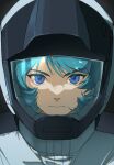  1boy blue_eyes blue_hair grey_background gundam helmet highres kamille_bidan looking_at_viewer mohu_(shisenmohu) science_fiction serious solo solo_focus spacesuit zeta_gundam 