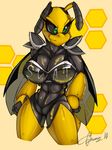  akatsukishiranui-fox anthro arthropod bee big_breasts breasts cleavage clothed clothing female insect solo 
