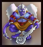  :3 aged_up anthro beard biceps cirrus cirrus_(leviathancyrus) claws cloud dragon facial_hair horn looking_at_viewer male mature muscular mustache nipples one_horn pecs purple_body purple_eyes solo staff steen tuft 