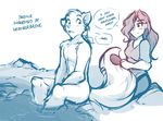  anthro brush brushing canine clothed clothing dialogue duo embarrassed english_text female human keidran male mammal maren_taverndatter monochrome nude ponytail side_view simple_background sitting sketch text tom_fischbach tsundere twokinds water wet white_background wolf zen_(twokinds) 