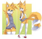  anthro balls butt canine clothing fox girly male mammal miles_prower penis solo sonic_(series) sparkydb virgin_killer_sweater 
