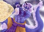  aged_up anthro beard biceps cirrus cirrus_(leviathancyrus) claws cloud coldgemini dragon empty_eyes facial_hair glowing glowing_eyes horn lightning magic male mature muscular mustache nipples one_horn purple_body raining solo tuft 