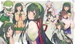 0_0 3girls :d ^_^ ahoge alternate_costume animal_ears argyle_clothes argyle_sweater arms_across_body beret blank_eyes breasts brown_cardigan brown_eyes brown_hair cardigan censored censored_text chugging closed_eyes commentary_request flask fox_ears fox_girl gradient_clothes gradient_kimono green_hair green_hairband green_hat green_kimono green_sailor_collar green_skirt hagoromo hairband happy_aura hat heart highres holding holding_flask index_finger_raised japanese_clothes kimono knife_hair_ornament lap_pillow large_breasts long_hair long_sidelocks miniskirt mosaic_censoring multiple_girls multiple_views neck_ribbon obi obijime pale_skin palms_together paw_pose pleated_skirt ponytail purple_sash ribbon round-bottom_flask sailor_collar sash shawl shirinda_fureiru shirt short_kimono siblings sidelocks sisters skirt sleeves_past_wrists smile sweater tasuki touhoku_itako touhoku_kiritan touhoku_zunko turn_pale twintails v vocaloid voiceroid white_kimono white_shirt 