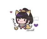 1girl :3 animal_ears black_eyes black_hair chibi chibi_only commentary_request fox_ears fox_tail full_body heart highres japanese_clothes kotomaru_(kotokoto_kottan) kunimitsu_ii looking_at_viewer no_nose pixel_heart ponytail simple_background solo tail tekken tekken_8 white_background 