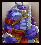  :3 aged_up anthro beard biceps cirrus cirrus_(leviathancyrus) claws cloud dragon facial_hair horn looking_at_viewer male mature muscular mustache nipples one_horn pecs purple_body purple_eyes solo steen tuft 