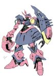  baund_doc cable claws colored_lineart commentary_request exposed_internal_machinery gundam kurashou_shumei mecha mecha_focus missile missile_pod mobile_suit no_humans one-eyed_mecha original red_eyes redesign robot science_fiction shield signature solo titans_(gundam) white_background zeta_gundam 