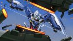  commentary gn_sword green_eyes gundam gundam_00 gundam_exia highres holding holding_sword holding_weapon matsumoto_(ma_tsuya) mecha mecha_focus mobile_suit no_humans robot science_fiction sky slashing sword tieren weapon 