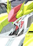  cable commentary_request exposed_internal_machinery glint green_eyes gundam gundam:_hathaway's_flash kurashou_shumei mecha mecha_focus mobile_suit no_humans original portrait redesign robot science_fiction solo upper_body v-fin xi_gundam 