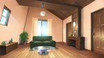  coffee_table couch curtains day door drawer fireplace game_asset hanging_light indoors karakara_(game) katou_taira no_humans official_art plant potted_plant self-datamine table window wooden_ceiling 