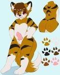  anthro backsack balls black_fur brown_hair butt canine claralaine cub erection feline fox fur hair hybrid mammal model_sheet orange_fur standing teenager tiger white_fur young 