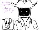  2015 animatronic anthro bow_tie dialogue english_text five_nights_at_freddy&#039;s holding_object inkyfrog lagomorph looking_at_viewer machine male mammal photo rabbit restricted_palette robot simple_background solo talking_to_viewer text video_games white_background withered_bonnie_(fnaf) 