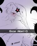  1girl @_@ ahoge blush breasts commentary english_commentary hair_ornament highres horns huge_breasts indie_virtual_youtuber iomaya_(vtuber) medium_hair mole mole_on_arm mole_on_breast mole_under_eye nixeu pink_eyes shorts spot_color star_(symbol) star_hair_ornament sweat tentacles topless_female virtual_youtuber 