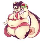  belly big_belly big_breasts blush breasts callie cephalopod cleavage clothed clothing inkling magicstraw marine navel nintendo open_mouth overweight skimpy smile splatoon squid swimsuit thick_thighs video_games water_gun yellow_eyes 