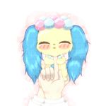  blue_fur blush canine cute disembodied_hand dog eyes_closed female flower fur human jewelpet jewelry long_ears mammal necklace plant sanrio sapphie_(jewelpet) scratch simple_background yellow_fur 秋服えのきつね 