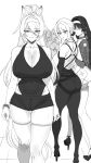  5girls absurdres alice_thymefield alice_thymefield_(sea_of_thyme) animal_ears ass astra_yao bare_shoulders black_gloves black_pants breasts closed_mouth collarbone commentary covered_navel distracted_boyfriend_(meme) elbow_gloves evelyn_chevalier gloves greyscale hair_over_one_eye hairband high_ponytail highres horse_ears horse_girl horse_tail large_breasts looking_at_another meme mole mole_on_breast monochrome multiple_girls official_alternate_costume open_mouth pants ponytail radiocupcake ring_hair_ornament shirt sigrid_de_l'azur simple_background smile sweat tail thighhighs ukinami_yuzuha ukinami_yuzuha_(tanuki_in_broad_daylight) watch white_background white_hairband white_shirt white_thighhighs wristwatch yuri zenless_zone_zero 