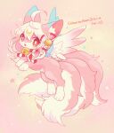  :3 :d animal animal_focus animal_with_hair antenna_hair bell blush bright_pupils commentary_request commission crescent feathered_wings flying fox full_body hair_bell hair_between_eyes hair_ornament highres jingle_bell kitsune looking_at_viewer medium_hair multiple_tails neck_bell no_humans original pastel_colors patterned_hair red_eyes skeb_commission smile star_(symbol) tail uyutan white_hair white_pupils wings yume_kawaii 