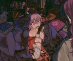  3girls all_fours alternate_costume ass bed bedroom blonde_hair blouse breasts caught character_doll cleavage clothes_pull commentary_request doll flandre_scarlet girl_on_top goat_horns hat highres horizontal_pupils horns indoors kaden_(muxt8423) looking_at_another lying medium_breasts mob_cap multiple_girls no_pants on_back on_bed open_mouth panties partially_undressed pillow pink_panties pointy_ears radio red_eyes red_skirt sharp_teeth shirt skirt skirt_pull slit_pupils smile stuffed_animal stuffed_toy surprised sweat sweatdrop teeth tenkajin_chiyari torn_clothes touhou toutetsu_yuuma underwear vampire walk-in white_hat yakumo_ran yuri 