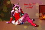  anthro bishkah291ax48 canine christmas christmas_tree clothed clothing english_text female fireplace fur hair holidays mammal sitting smile solo text tree 
