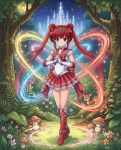  1girl ai-generated animal baby_animal back_bow bishoujo_senshi_sailor_moon blush boots bow deer double_bun elbow_gloves fawn flower full_body gloves grass hair_bun hair_flower hair_ornament heart high_heel_boots high_heels interlocked_fingers kaze_miyako knee_boots leotard long_hair looking_at_viewer magical_girl miniskirt mushroom non-web_source original outdoors own_hands_clasped own_hands_together palace pink_flower pleated_skirt red_bow red_eyes red_hair red_skirt sailor_senshi_uniform sailor_shinzo_jupiter_rise skirt solo sparkle standing star_(sky) tiara tree twintails unofficial_sailor_senshi_uniform very_long_hair white_flower white_gloves white_leotard 