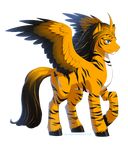  alpha_channel black_feathers blue_eyes cutie_mark equine fan_character feathers feral fur hooves horn jay-kuro mammal my_little_pony nude simple_background smile solo transparent_background winged_unicorn wings yellow_feathers yellow_fur 