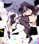  2girls absurdres ass azur_lane bare_hips bare_shoulders black_gloves blue_eyes blush breasts center_opening cleavage commentary_request confetti covered_nipples gloves halterneck highres large_breasts long_hair looking_at_viewer mole mole_under_eye multiple_girls navel official_alternate_costume one_side_up pelvic_curtain race_queen revealing_clothes shoukaku_(azur_lane) shoukaku_(sororal_wings)_(azur_lane) thighhighs umyonge_(lkakeu) white_hair white_thighhighs wrist_cuffs zuikaku_(azur_lane) zuikaku_(the_wind's_true_name)_(azur_lane) 