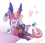  &lt;3 2016 black_fur cute duo eeveelution female feral fur litten mother nintendo parent pok&eacute;mon simple_background size_difference smile sweetsweetsweetie sylveon video_games white_background 