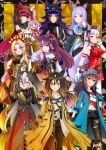  6+girls absurdres ahoge animal_ears aqua_bow aqua_bowtie armband ascot asymmetrical_shirt beanie black_ascot black_gloves black_hair black_jacket black_pants black_shirt black_skirt blue_coat blue_eyes blunt_bangs blush bow bowtie breasts bright_pupils brown_eyes brown_hair brown_hat cape clenched_teeth closed_mouth coat colored_bangs commentary_request denim dream_journey_(reminder_of_dreamland)_(umamusume) dream_journey_(umamusume) dress ear_bow ear_covers ear_ribbon ears_through_headwear eyewear_strap fenomeno_(black_flames_of_the_righteous_spirit)_(umamusume) fenomeno_(umamusume) fingerless_gloves flipped_hair frilled_coat frilled_jacket frills gem glasses gloves goggles goggles_around_neck gold_ship_(red_strife)_(umamusume) gold_ship_(umamusume) green_bow green_gem grey_hair grey_hat hair_between_eyes hand_puppet hat highres horse_ears horse_girl horse_tail horseshoe_hat_ornament horseshoe_ornament jacket jeans knife_sheath konsu_(konsu1182da) long_hair long_sleeves looking_at_viewer lucky_lilac_(racing)_(umamusume) lucky_lilac_(umamusume) marche_lorraine's_puppet marche_lorraine_(racing)_(umamusume) marche_lorraine_(umamusume) mejiro_mcqueen_(frontline_elegance)_(umamusume) mejiro_mcqueen_(umamusume) mismatched_ear_covers multicolored_hair multiple_girls nakayama_festa_(shichuukyuukatsu)_(umamusume) nakayama_festa_(umamusume) open_mouth orange_hair orfevre_(control)_(umamusume) orfevre_(umamusume) pants pantyhose peaked_cap pillbox_hat pleated_skirt puppet purple_eyes purple_hair red_cape red_dress sheath shirt short_hair signature single_ear_cover skirt sleeveless sleeveless_dress smile stay_gold_(sunlit_outsider)_(umamusume) stay_gold_(umamusume) stay_gold_clan_(umamusume) streaked_hair striped_armband striped_clothes striped_hat tail teeth torn_clothes torn_coat torn_jeans torn_pants torn_shirt two-tone_hair umamusume white_coat white_gloves white_hair white_jacket white_pantyhose white_shirt white_streaks wrist_belt yellow_coat 