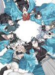  1girl 6+boys black_hair black_kimono blue_hair blue_haori closed_eyes drooling fate/grand_order fate_(series) forehead_protector grey_hair grey_hakama hakama haori harada_sanosuke_(fate) harada_sanosuke_(teal_haori_and_hakama)_(fate) highres hijikata_toshizou_(fate) hijikata_toshizou_(teal_haori_and_hakama)_(fate) japanese_clothes kimono kondou_isami_(fate) lying mouth_drool multiple_boys nagakura_shinpachi_(fate) nagakura_shinpachi_(third_ascension)_(fate) okita_souji_(fate) okita_souji_(koha-ace) okita_souji_(third_ascension)_(fate) on_back on_stomach open_mouth ponytail red_hair saitou_hajime_(fate) saitou_hajime_(third_ascension)_(fate) scar scar_on_cheek scar_on_face scar_on_forehead shinsengumi_(fate) short_hair simple_background sleeping smile toudou_heisuke_(fate) toudou_heisuke_(third_ascension)_(fate) w0n_alter_2 white_background yamanami_keisuke_(fate) yamanami_keisuke_(third_ascension)_(fate) 