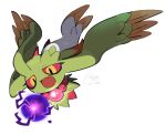  alternate_color artist_name colored_sclera commentary_request energy_ball fang flutter_mane jitome korean_commentary looking_ahead no_humans open_mouth pokemon pokemon_(creature) pokepalmm red_sclera shadow_ball_(pokemon) shiny_pokemon simple_background skin_fang slit_pupils white_background yellow_eyes 