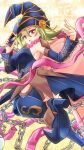  1girl :o blonde_hair blue_boots blue_dress blue_hat boots breasts cellphone chain commentary_request detached_sleeves dress duel_monster gagaga_girl hair_between_eyes hat highres holding holding_phone large_breasts long_sleeves looking_at_viewer medium_hair okajiiman open_mouth phone pointy_boots red_eyes simple_background skull sleeveless sleeveless_dress smartphone solo thigh_boots watermark yu-gi-oh! 