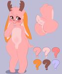  anthro backsack balls blush brown_nose butt cervine claralaine cub deer flaccid foreskin fur humanoid_penis hybrid lagomorph male mammal open_mouth orange_fur penis pink_fur rabbit red_sheet simple_background standing uncut young 