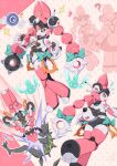  1girl ? absurdres animal_ears aria_(robot)_(zenless_zone_zero) aria_(zenless_zone_zero) black_sclera blush bow braid colored_sclera ethereal_(zenless_zone_zero) fairy_(zenless_zone_zero) full_body furry furry_female green_bow green_eyes highres humanoid_robot joints long_hair looking_at_viewer multiple_views open_clothes open_mouth pink_hair rabbit_ears rabbit_girl rabbit_tail robot robot_girl robot_joints solo tail twin_braids xoty_233 zenless_zone_zero zhao_(zenless_zone_zero) 