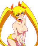  bad_id bad_pixiv_id blonde_hair blush bow breasts choker cure_sunshine hair_ribbon heartcatch_precure! long_hair magical_girl medium_breasts myoudouin_itsuki nipples orange_bow orange_choker ounwm panties precure ribbon solo topless twintails underwear underwear_only white_background wrist_cuffs yellow_eyes yellow_panties 