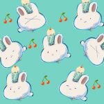  :&lt; :3 amecandle_143 animal animal_focus cherry closed_eyes food fruit highres milkshake milkshake_bunny_(omori) no_humans omori rabbit white_rabbit_(animal) x x_x 