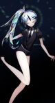  1boy bare_legs black_hair black_necktie black_suit closed_eyes closed_mouth gem_uniform_(houseki_no_kuni) highres library_of_ruina long_hair male_focus moribe_denkou multicolored_hair necktie otoko_no_ko project_moon shorts side_ponytail solo streaked_hair suit thighs white_hair yan_vismok 