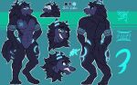 abs absurd_res anthro biceps blue_body blue_eyes blue_fur canid canine canis expressions fur hi_res horn kindred_(lol) league_of_legends male mammal mask model_sheet muscular rear_view riot_games scar solo tail wolf wolf_(lol) zak_hitsuji
