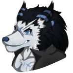  anthro black_hair blue_eyes canid canine canis hair kindred_(lol) league_of_legends male mammal riot_games scar simple_background sketch solo white_background white_body wolf wolf_(lol) zak_hitsuji 