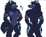  abs anthro biceps blue_body blue_eyes blue_fur canid canine canis fur horn kindred_(lol) league_of_legends male mammal model_sheet muscular rear_view riot_games scar solo tail wolf wolf_(lol) zak_hitsuji 